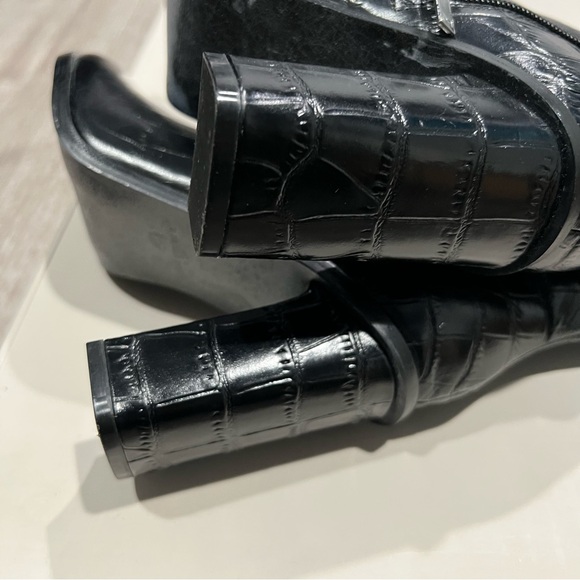 Marc Fisher Black Croc-Embossed Over the Knee Boots- Unella - Picture 6 of 9